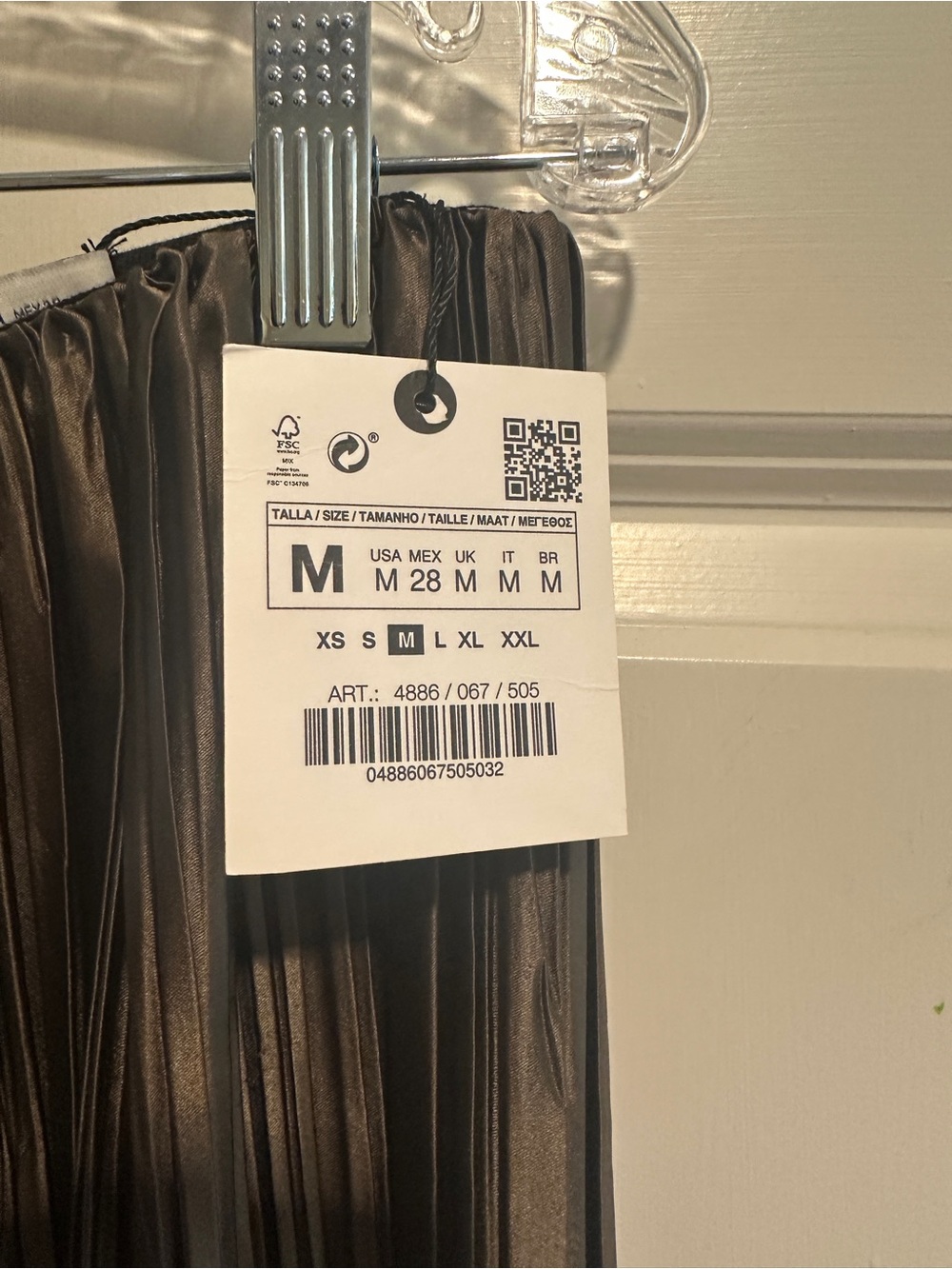 Zara NWT Metallic Pleated Wide Leg Pants Bronze Brown Size M - Picture 2 of 7